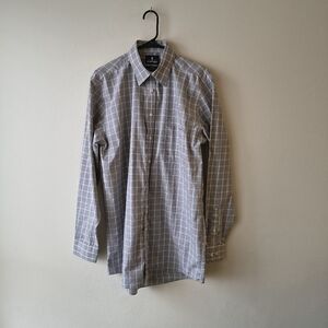 Stafford Travel Performance Super Shirt X-Tall 16 36-37 Grey Windowpane